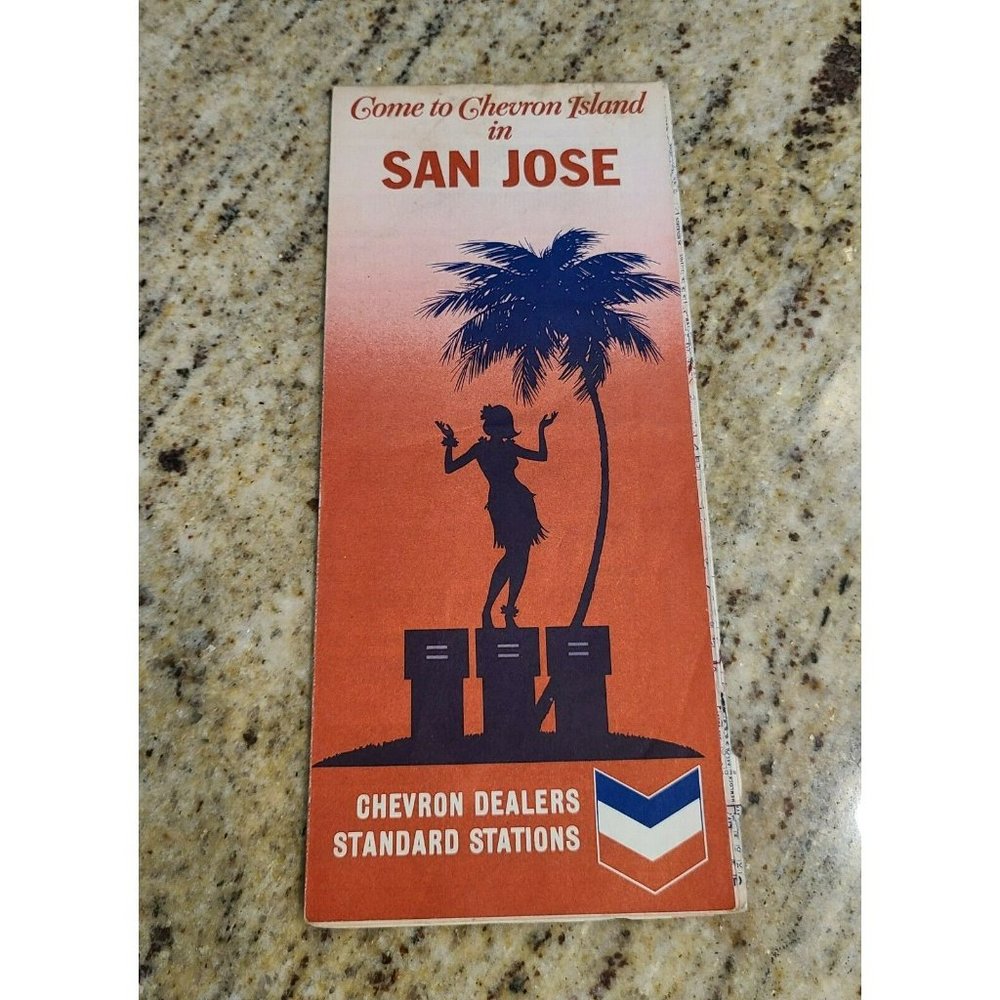 1969 Chevron San Jose California Travel Map. Chevron Island